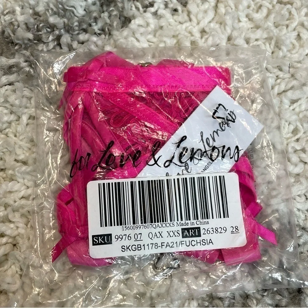 FOR LOVE & LEMONS Soutache Hot Pink Lace Garter Belt NWT XXS